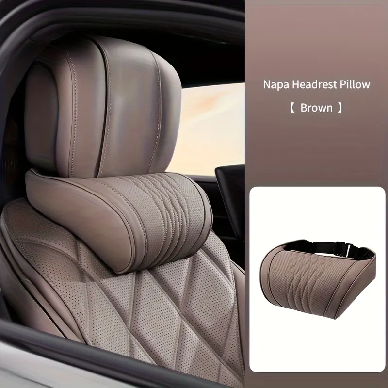 Nappa Leather Car Headrest Cushion – Neck Support - Vue 3