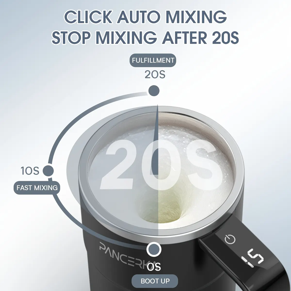 Self-Stirring Magnetic Mug with LED Temperature Display - Vue 2