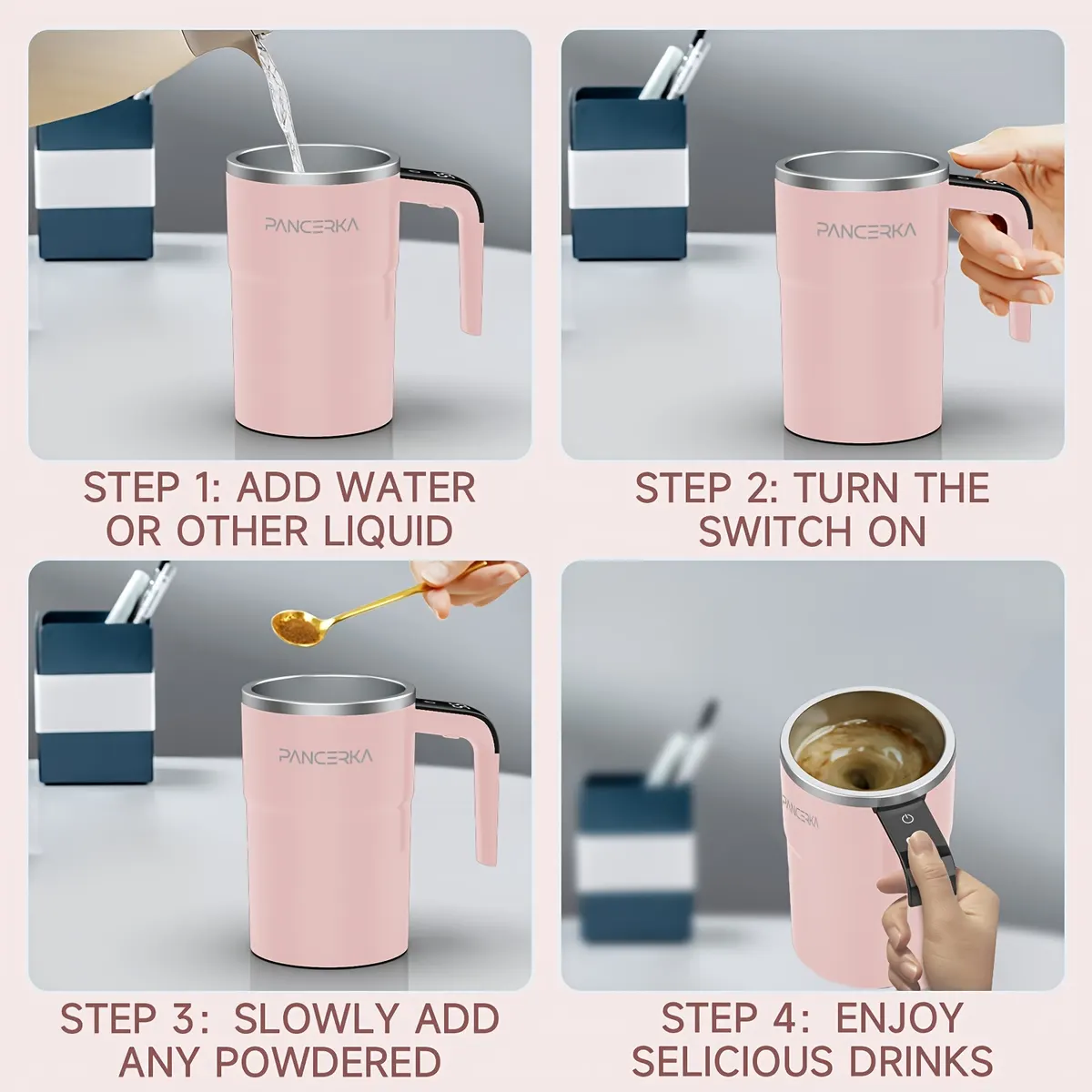 Self-Stirring Magnetic Mug with LED Temperature Display - Vue 4