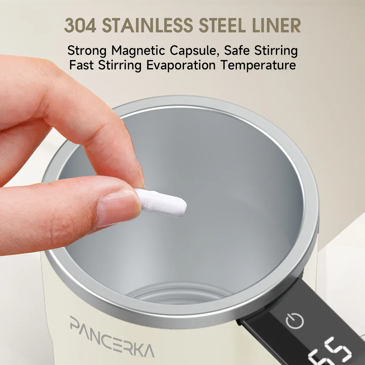 Self-Stirring Magnetic Mug with LED Temperature Display - Vue 6