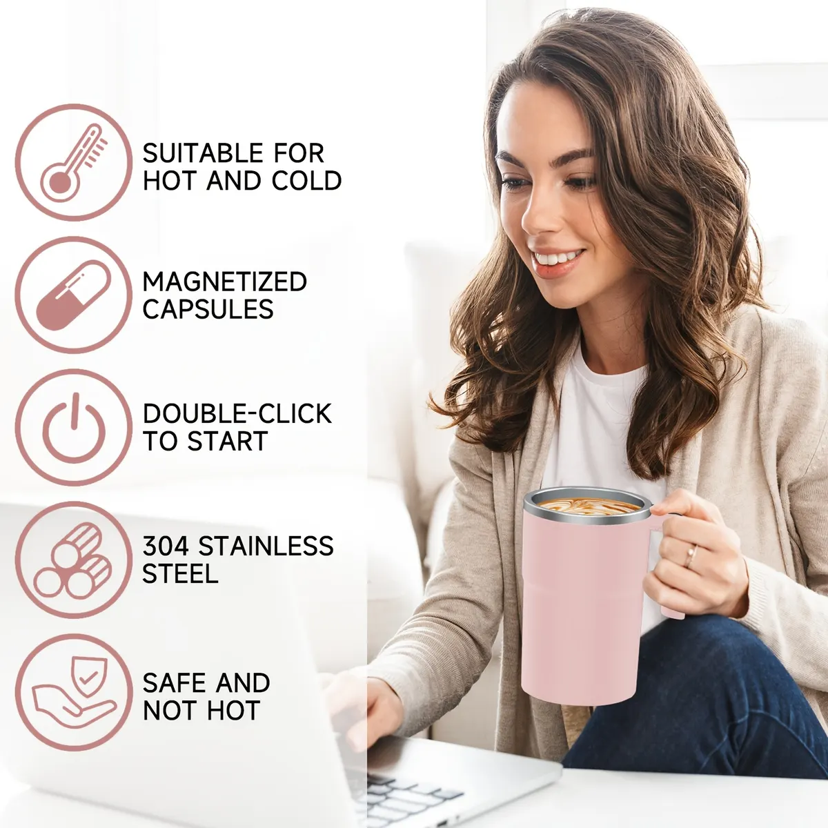 Self-Stirring Magnetic Mug with LED Temperature Display - Vue 9