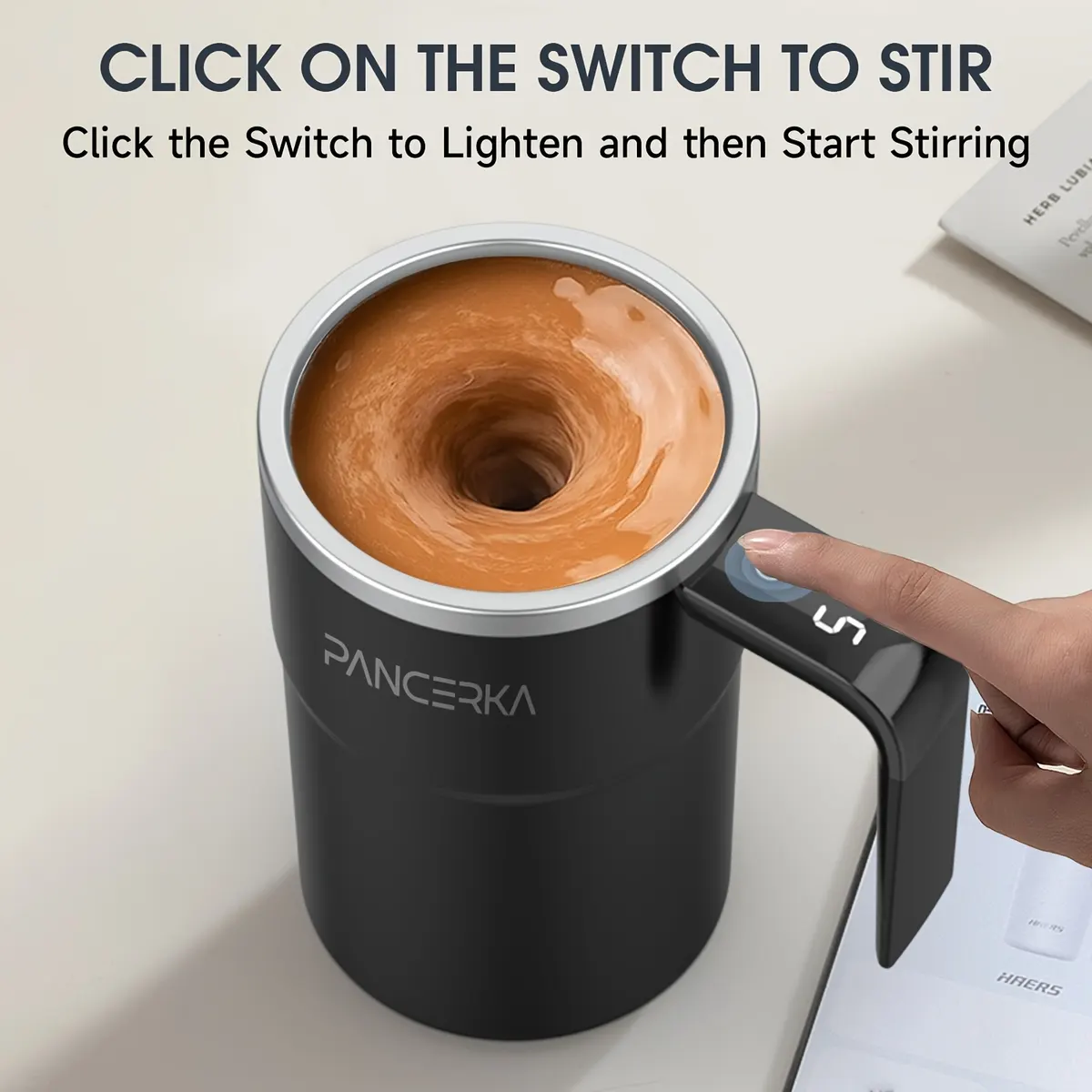 Self-Stirring Magnetic Mug with LED Temperature Display - Vue 12