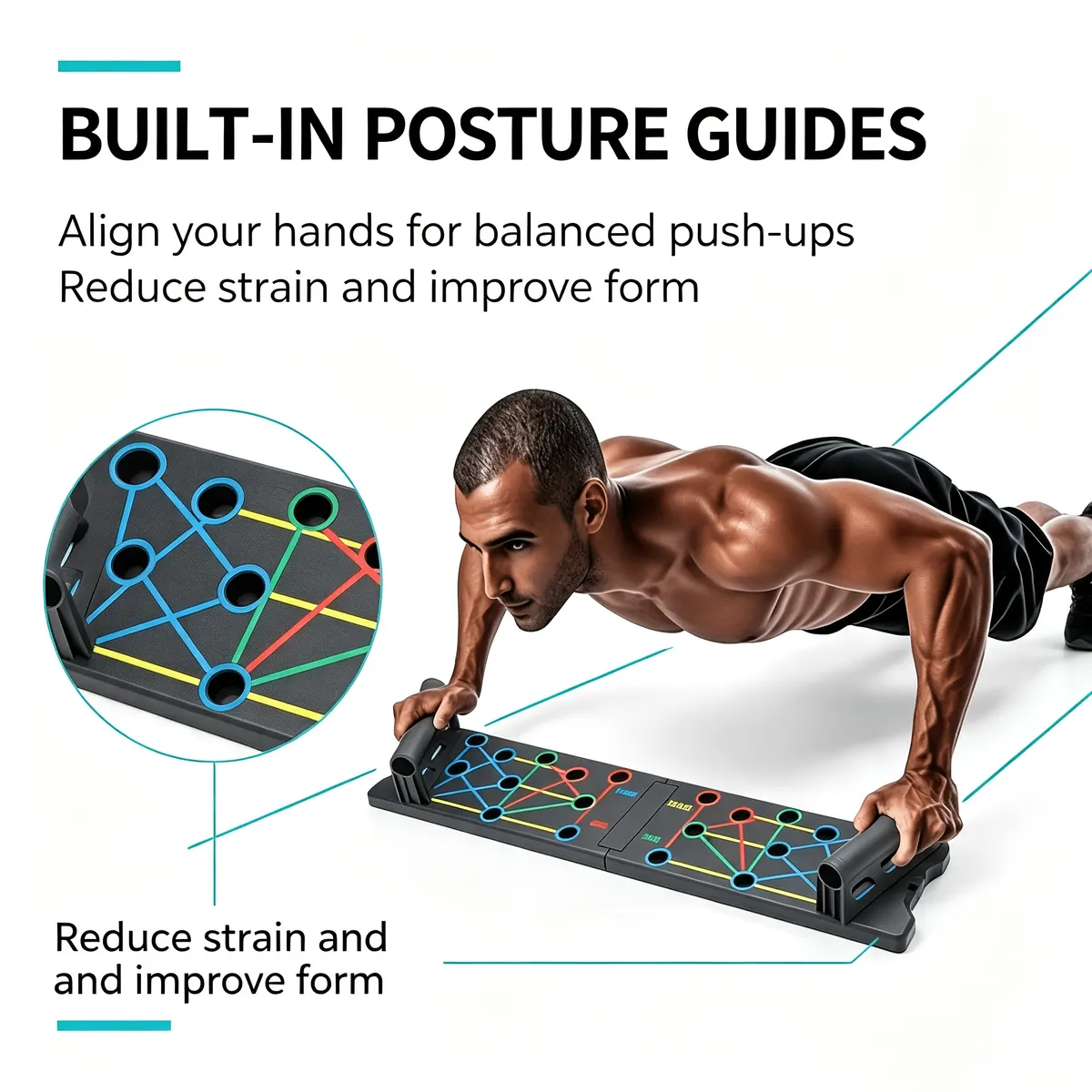 Multifunction Push-Up Board – Chest, Arm & Back Training at Home - Vue 4