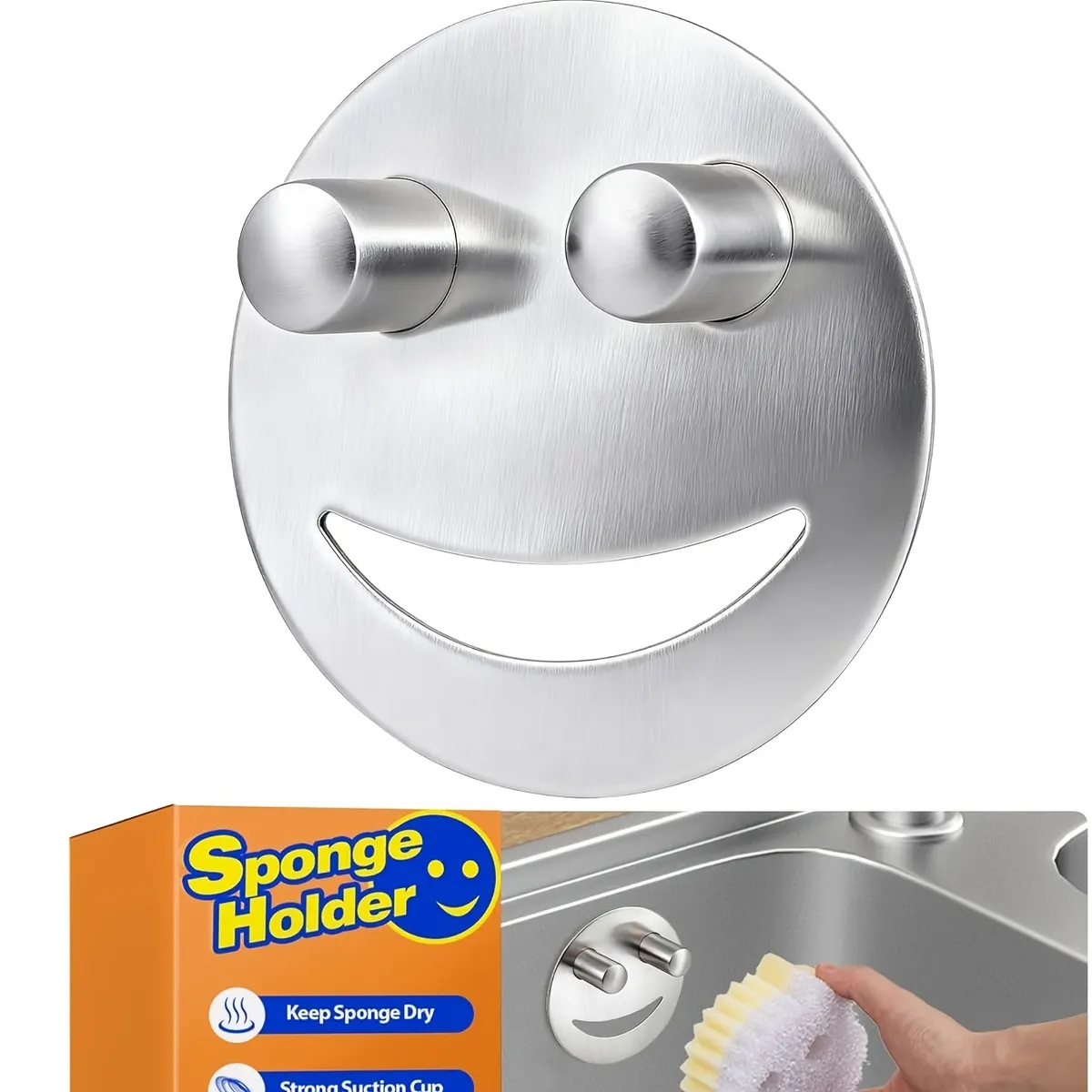 Stainless Steel Sponge Holder with Suction Cups for the Sink