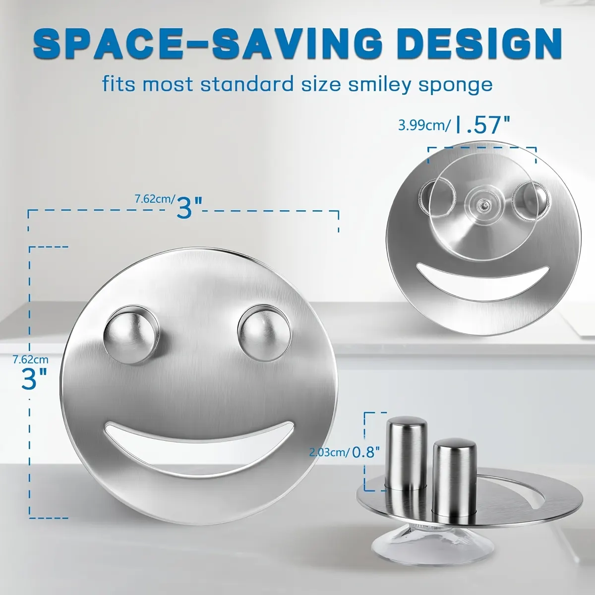 Stainless Steel Sponge Holder with Suction Cups for the Sink - Vue 3