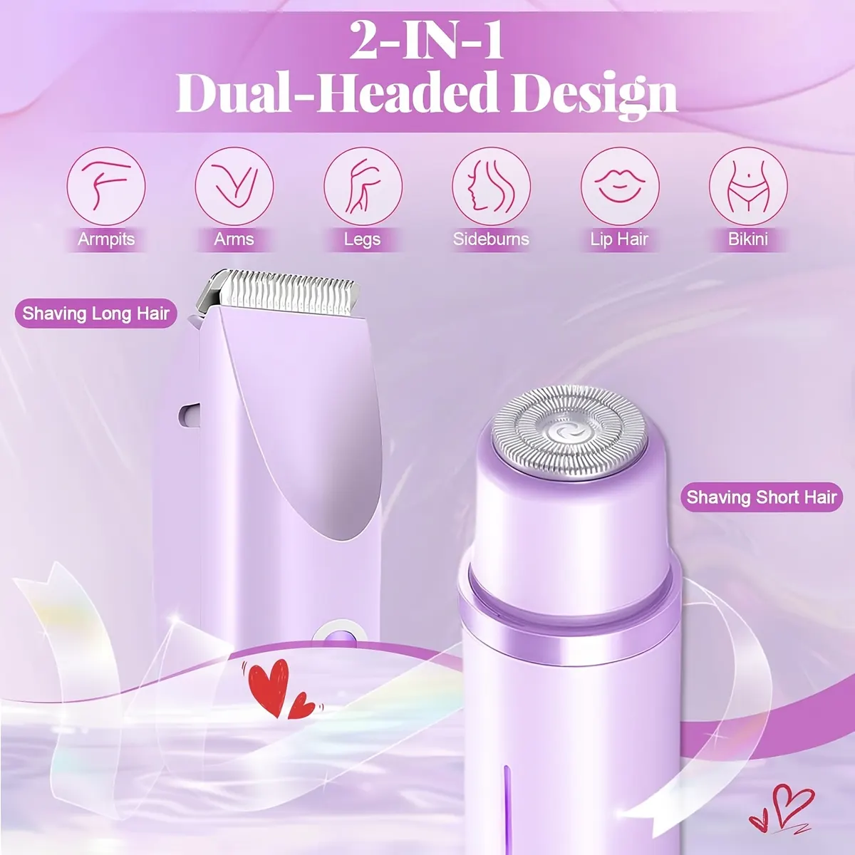 2-in-1 Electric Shaver for Women – Bikini Trimmer & Facial Epilator - Vue 2