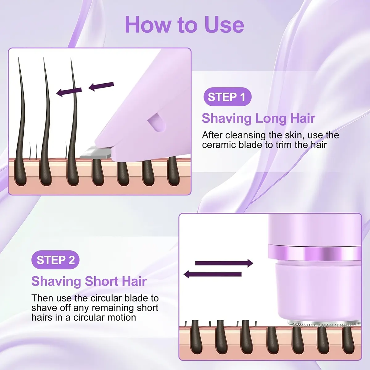 2-in-1 Electric Shaver for Women – Bikini Trimmer & Facial Epilator - Vue 8