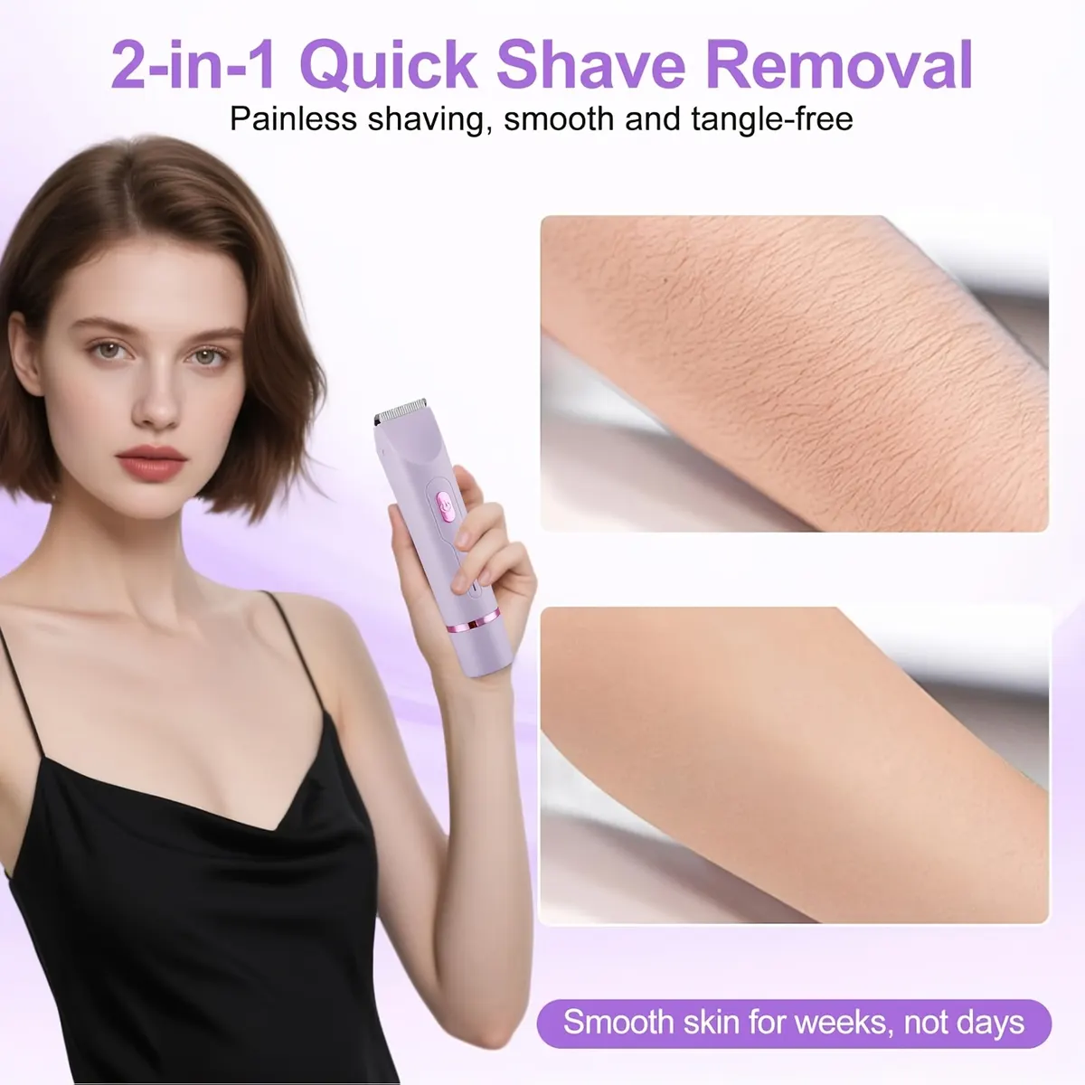 2-in-1 Electric Shaver for Women – Bikini Trimmer & Facial Epilator - Vue 9