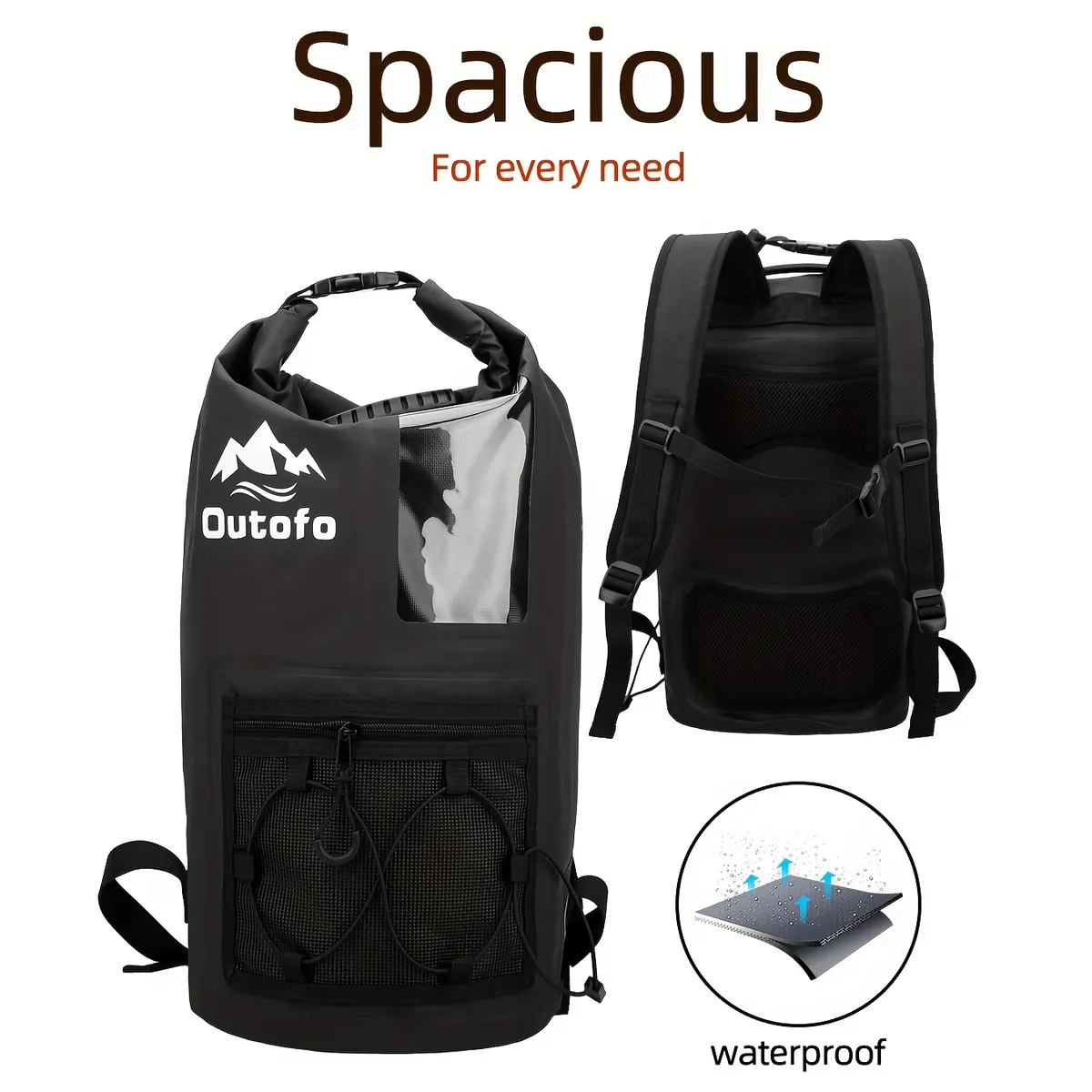 30L Waterproof Backpack, Large Capacity – Beach, Hiking, Kayak & Surf - Vue 3