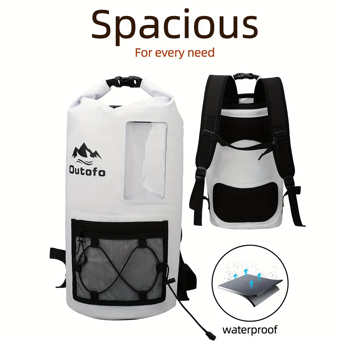 30L Waterproof Backpack, Large Capacity – Beach, Hiking, Kayak & Surf - Vue 5