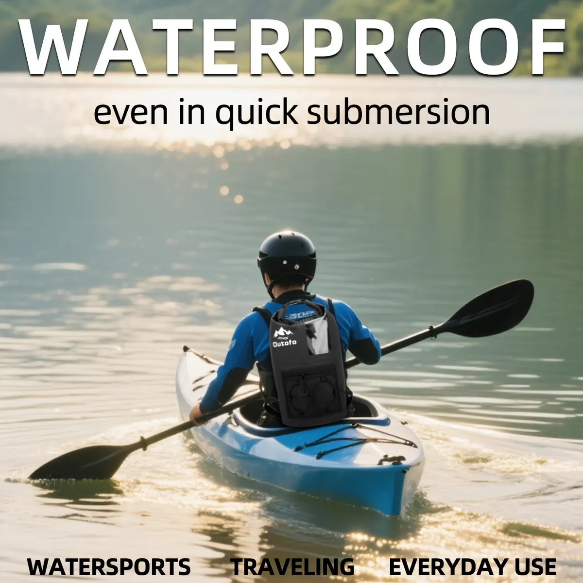 30L Waterproof Backpack, Large Capacity – Beach, Hiking, Kayak & Surf - Vue 7