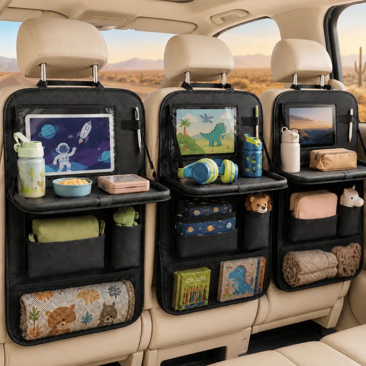 Foldable Car Seat Organiser – Headrest Mount - Vue 4