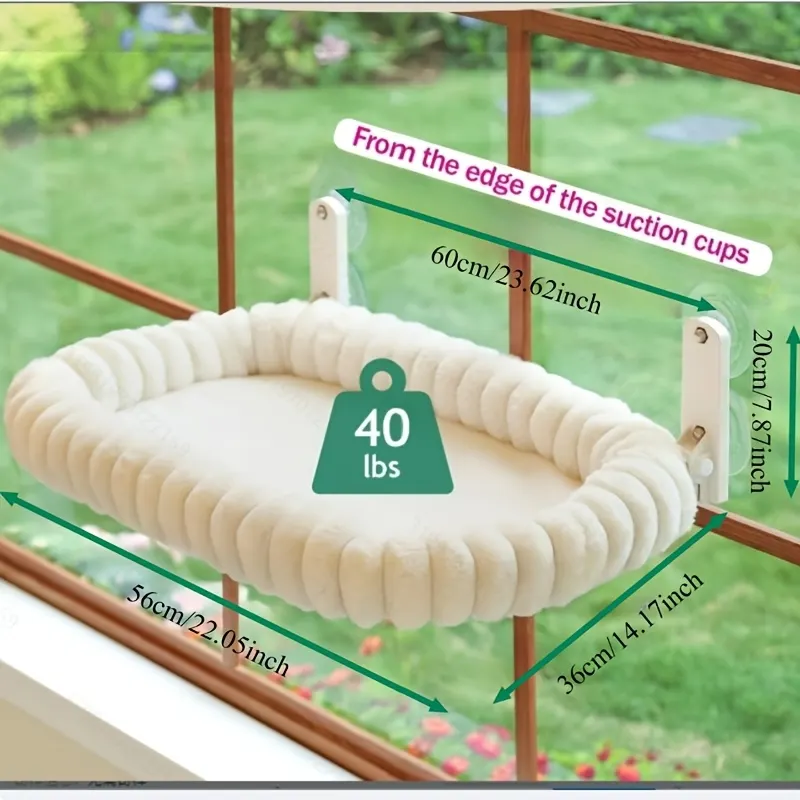 Foldable Cat Window Perch – Suction Cup Hammock, Machine Washable - Vue 3