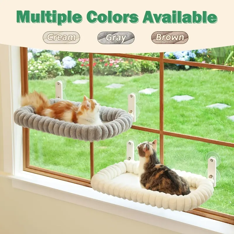 Foldable Cat Window Perch – Suction Cup Hammock, Machine Washable - Vue 4