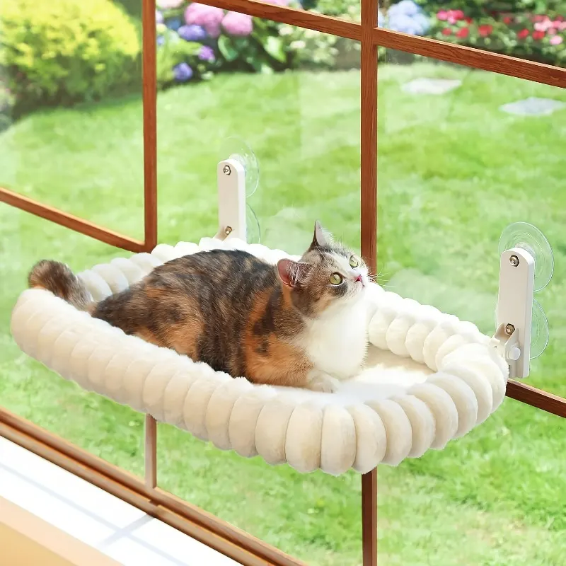 Foldable Cat Window Perch – Suction Cup Hammock, Machine Washable - Vue 5