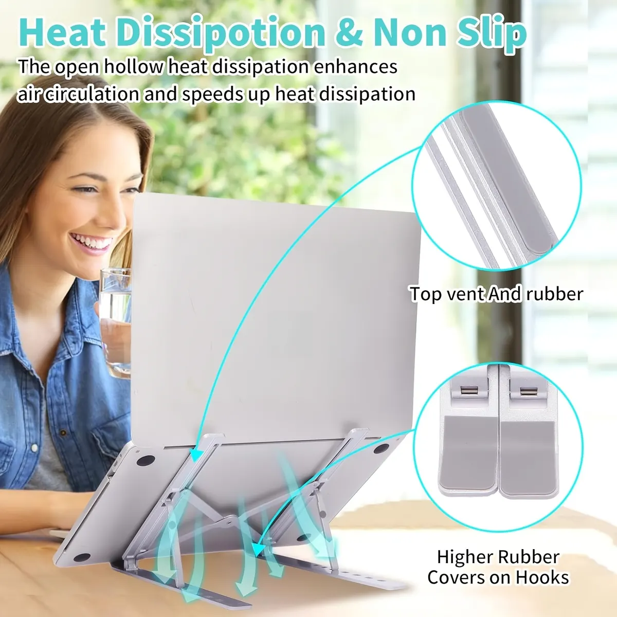 Aluminium Laptop Riser – Foldable & Adjustable - Vue 2