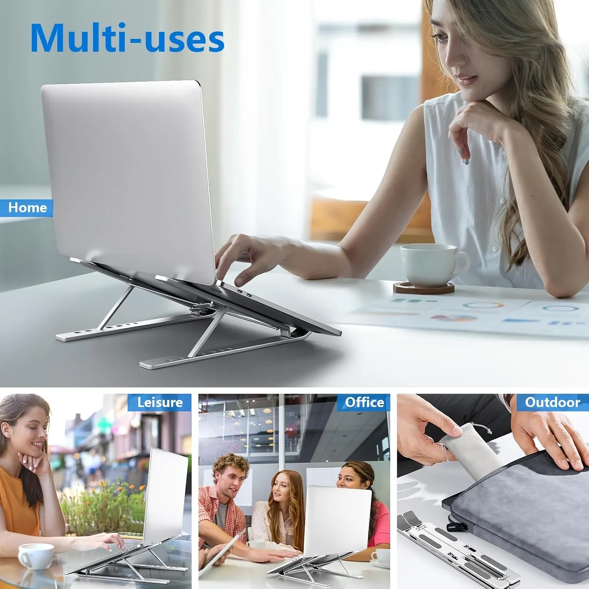 Aluminium Laptop Riser – Foldable & Adjustable - Vue 7