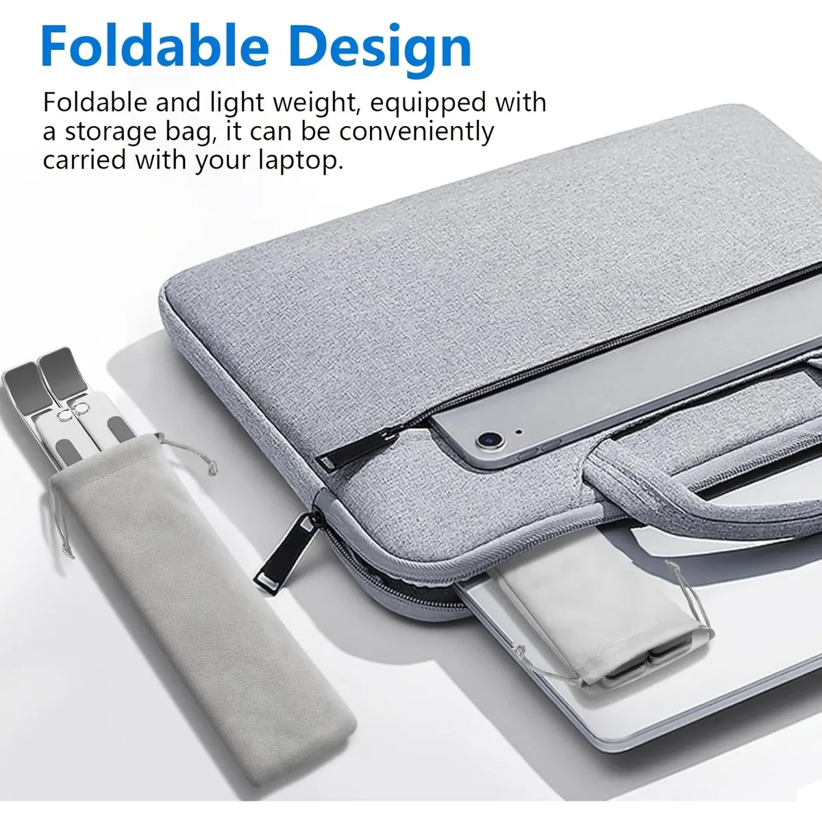 Aluminium Laptop Riser – Foldable & Adjustable - Vue 8