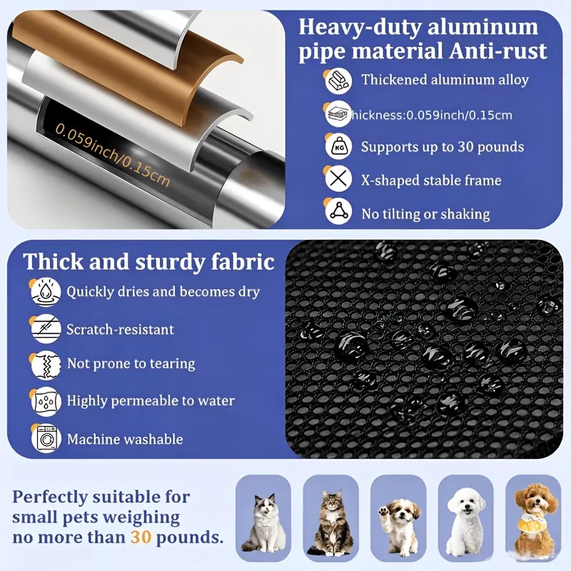 Foldable Grooming Hammock for Dogs & Cats – Stainless Frame with Bag - Vue 7
