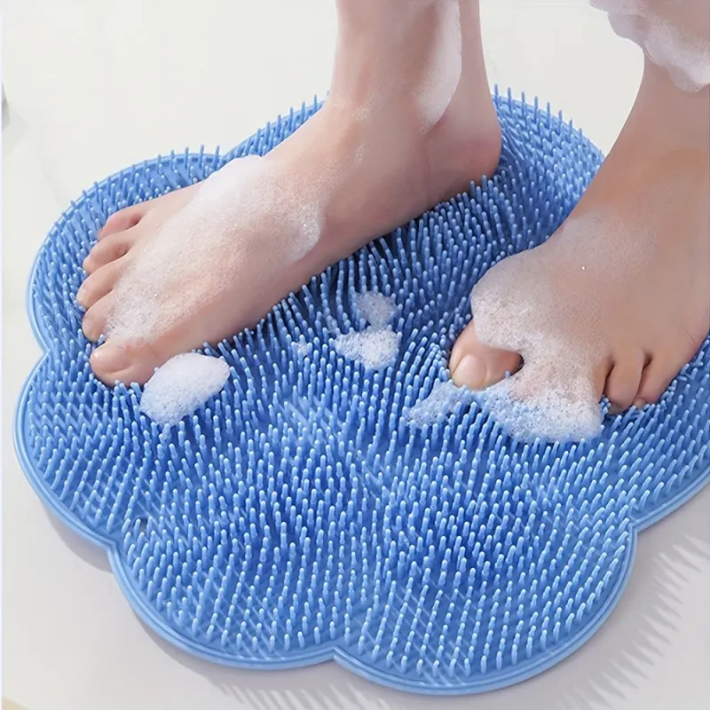 Massaging Non-Slip Shower Mat with Foot Scrubber