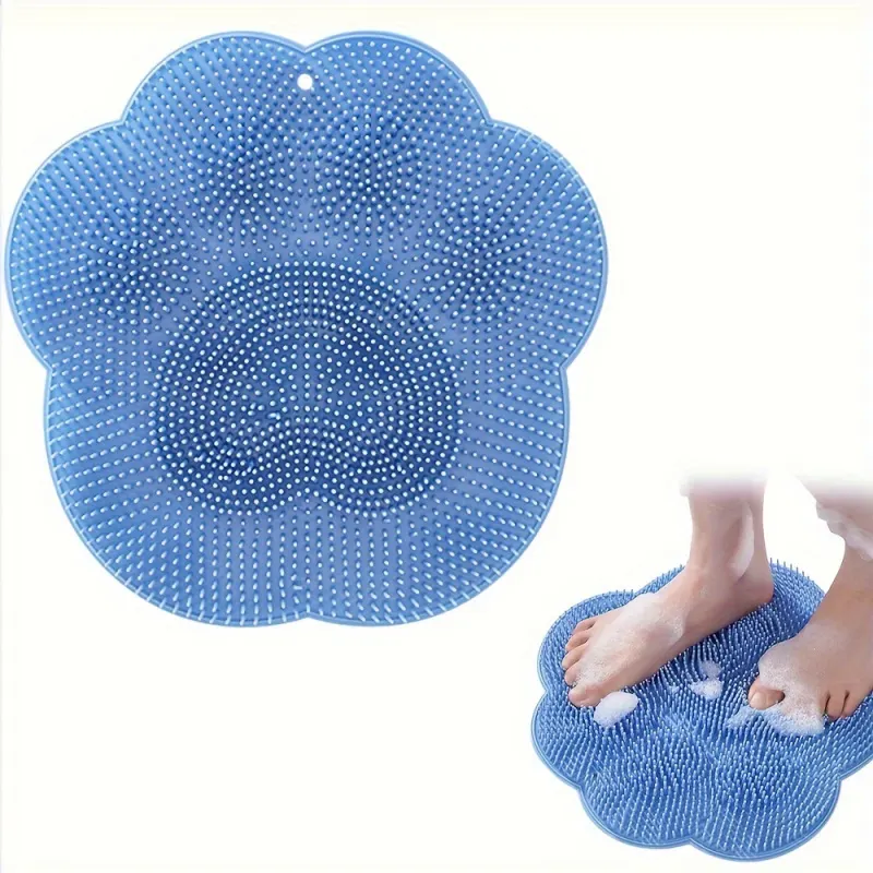 Massaging Non-Slip Shower Mat with Foot Scrubber - Vue 3