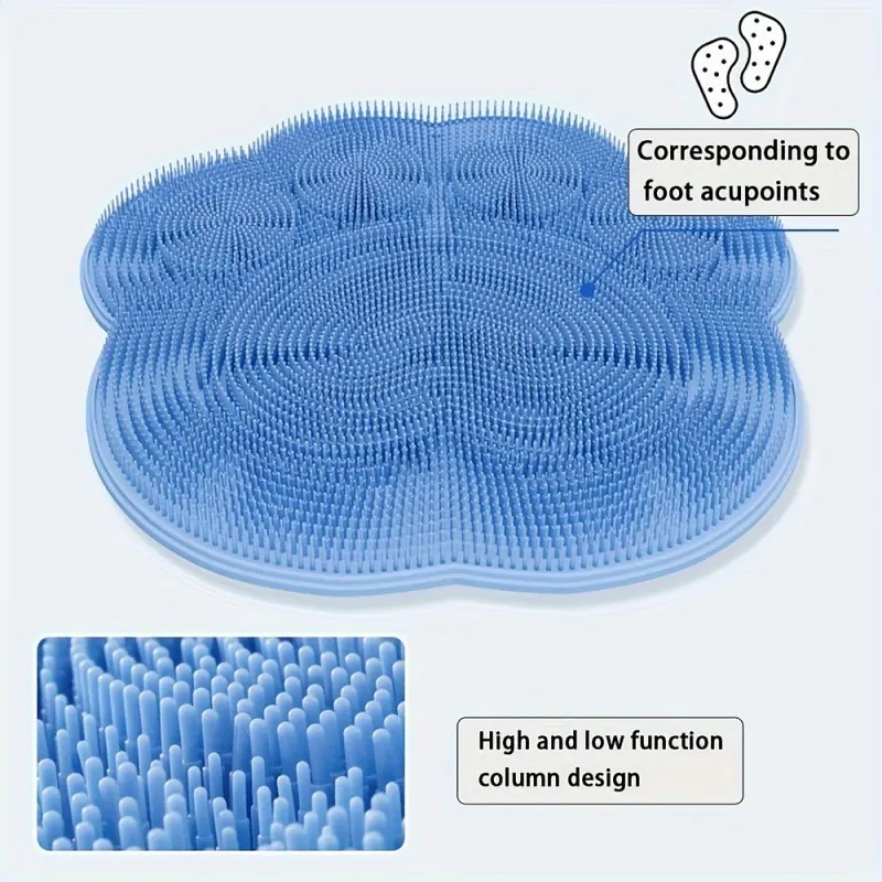 Massaging Non-Slip Shower Mat with Foot Scrubber - Vue 5