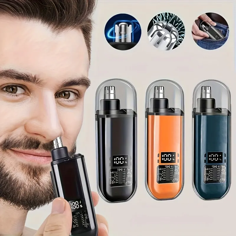 Mini Portable Nose Hair Trimmer – Digital Display & USB