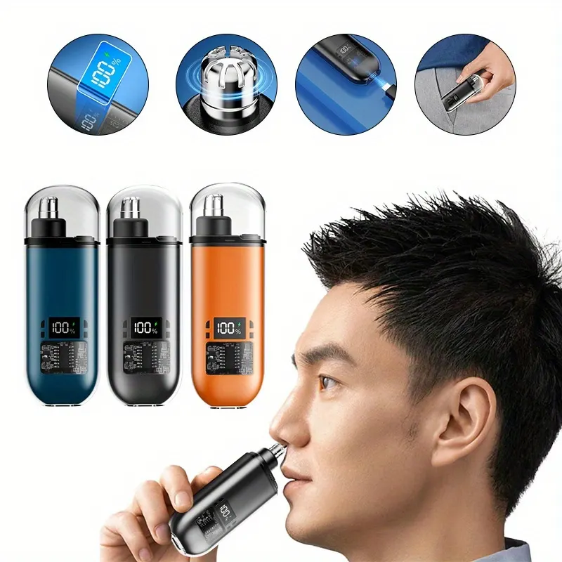 Mini Portable Nose Hair Trimmer – Digital Display & USB - Vue 2