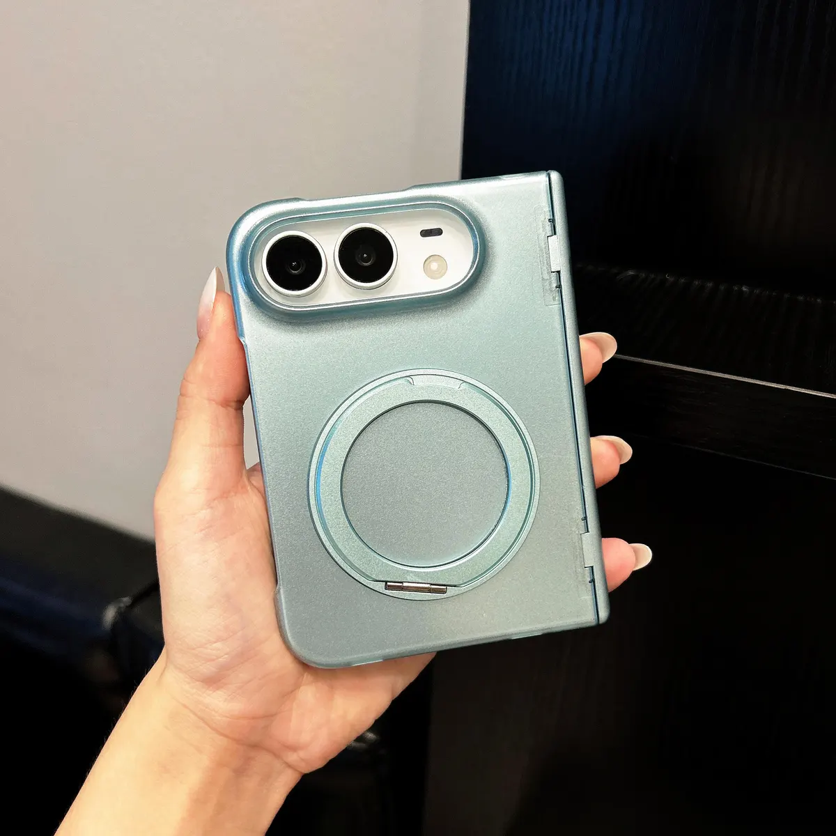 iPhone Fold Matte Case with Magnetic Ring & Rotating Stand, Ultra-Thin - Vue 8
