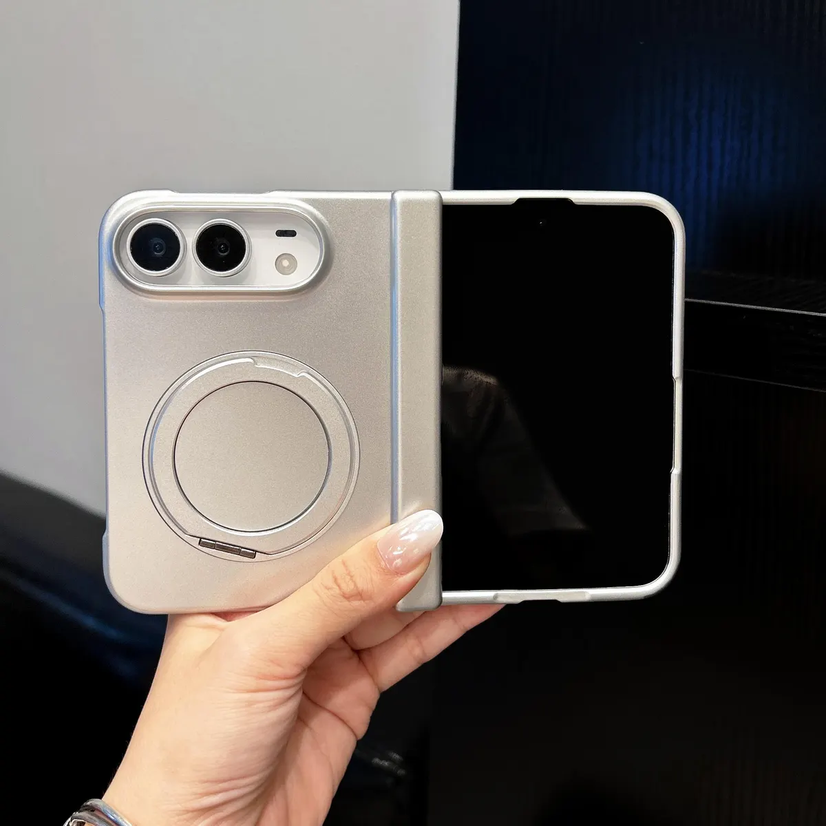 iPhone Fold Matte Case with Magnetic Ring & Rotating Stand, Ultra-Thin - Vue 9