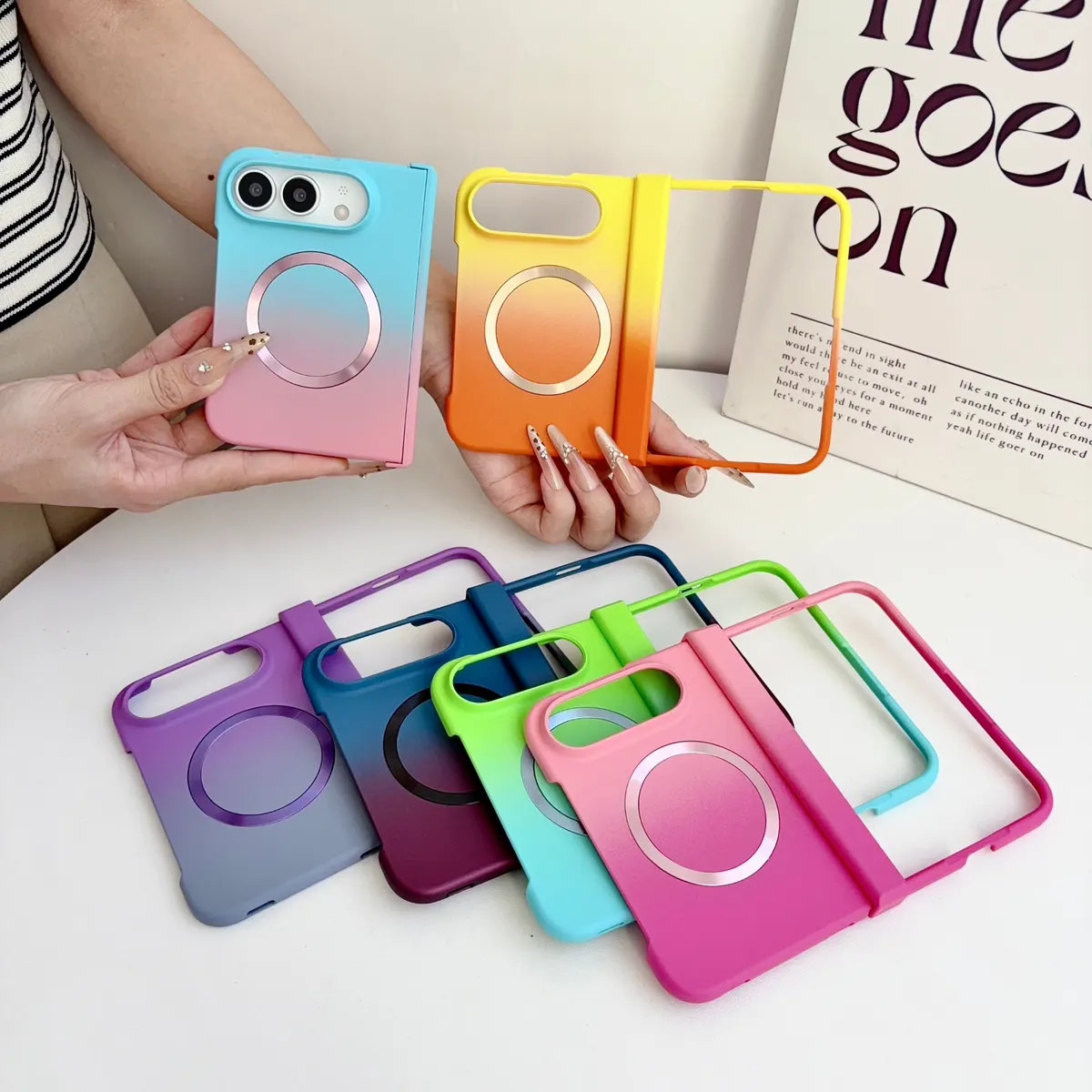 iPhone Fold Frosted Gradient Case, Magnetic & Shockproof, Full Cover - Vue 2