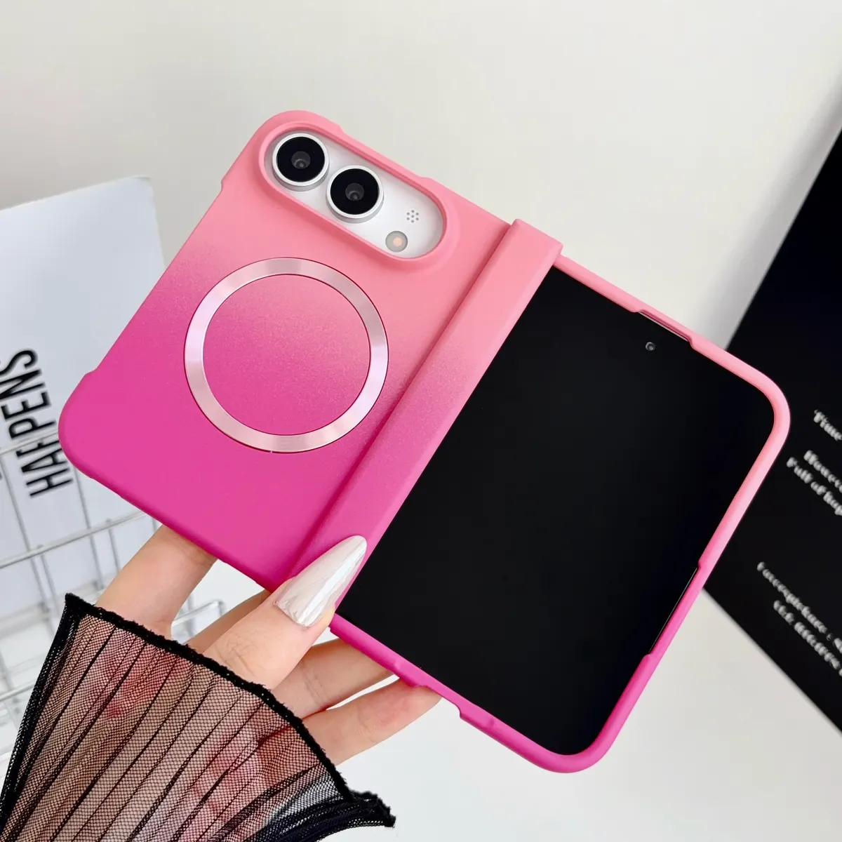 iPhone Fold Frosted Gradient Case, Magnetic & Shockproof, Full Cover - Vue 5