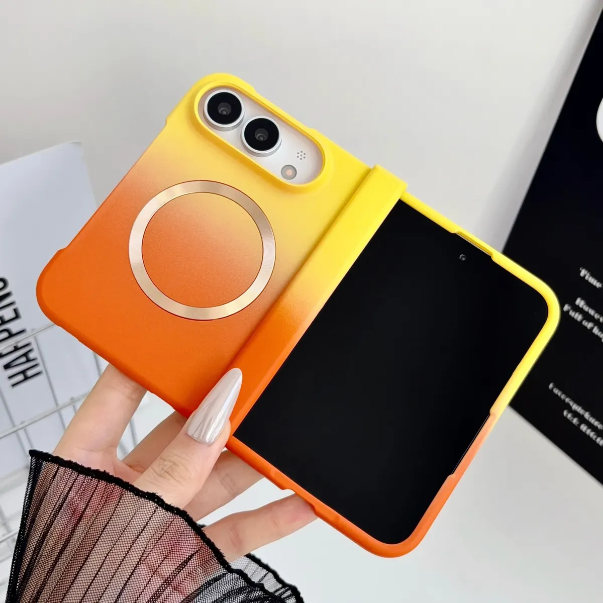 iPhone Fold Frosted Gradient Case, Magnetic & Shockproof, Full Cover - Vue 7
