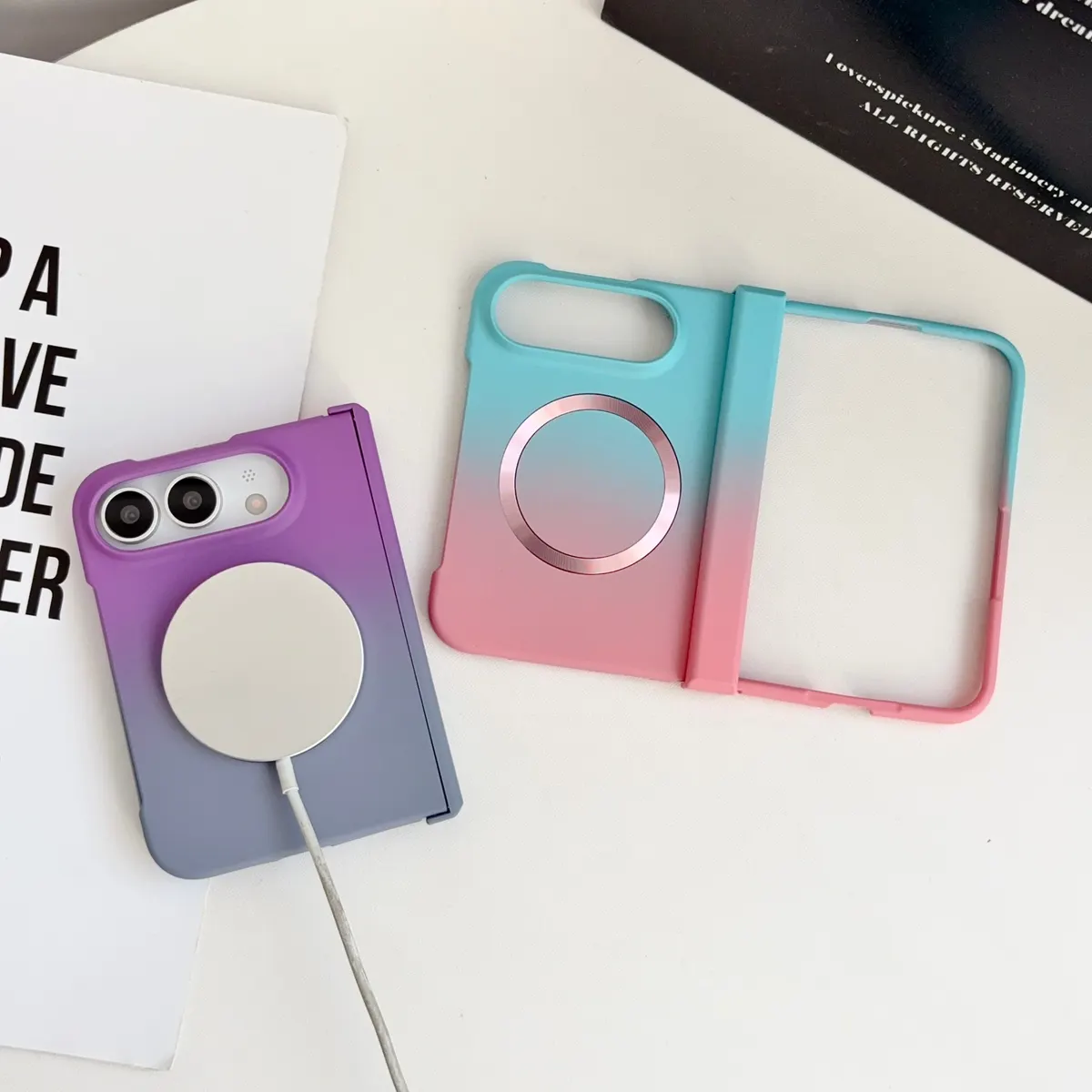 iPhone Fold Frosted Gradient Case, Magnetic & Shockproof, Full Cover - Vue 8