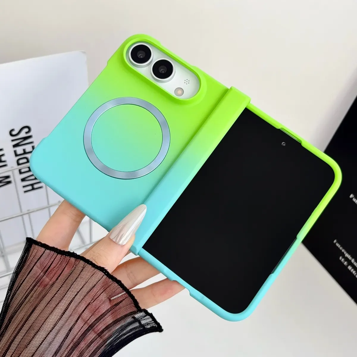 iPhone Fold Frosted Gradient Case, Magnetic & Shockproof, Full Cover - Vue 13