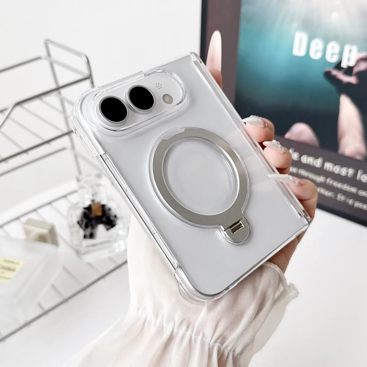 iPhone Fold Clear Case with Hinge Guard and 360° Rotating Stand - Vue 3