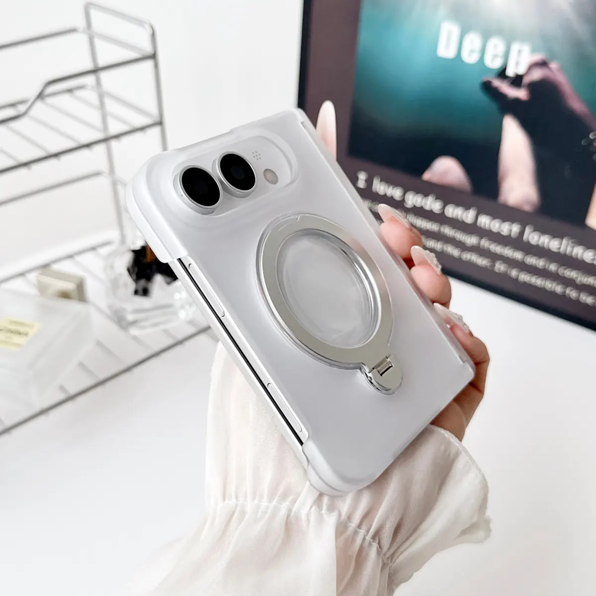 iPhone Fold Clear Case with Hinge Guard and 360° Rotating Stand - Vue 5
