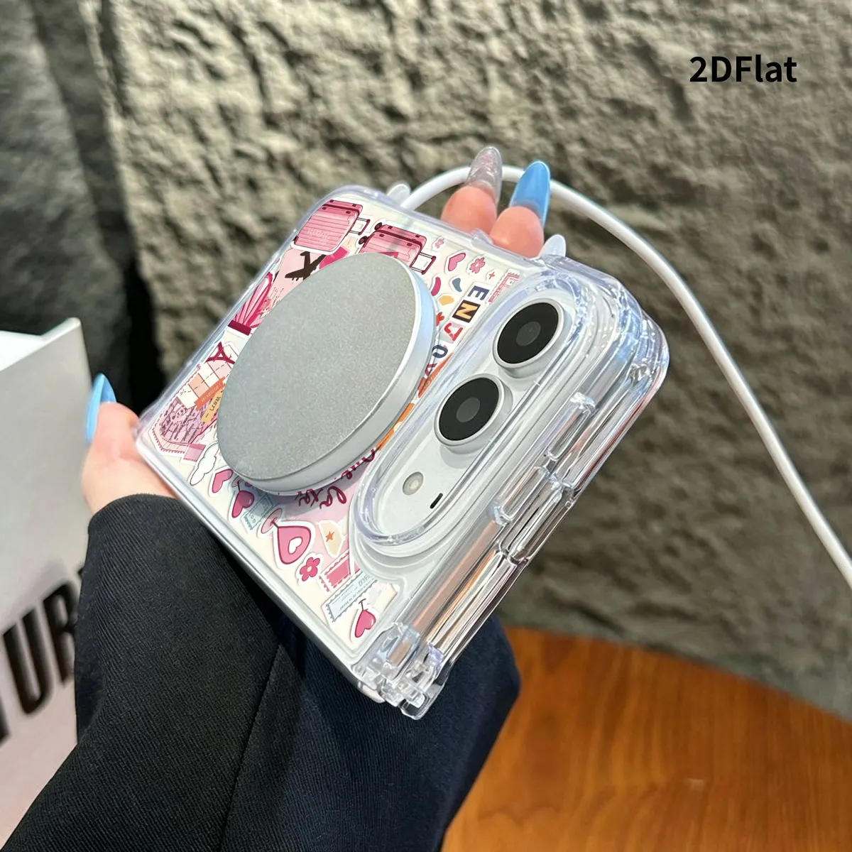 iPhone Fold Clear Case Travel Print 2D + SIM Ejector (2-Piece Set) - Vue 4