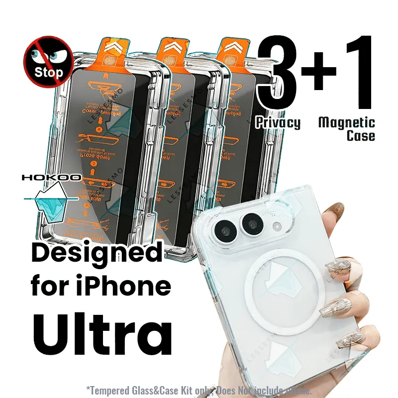 iPhone Fold 4-Piece Kit: 3 Privacy Screens 28° & HD Magnetic Case
