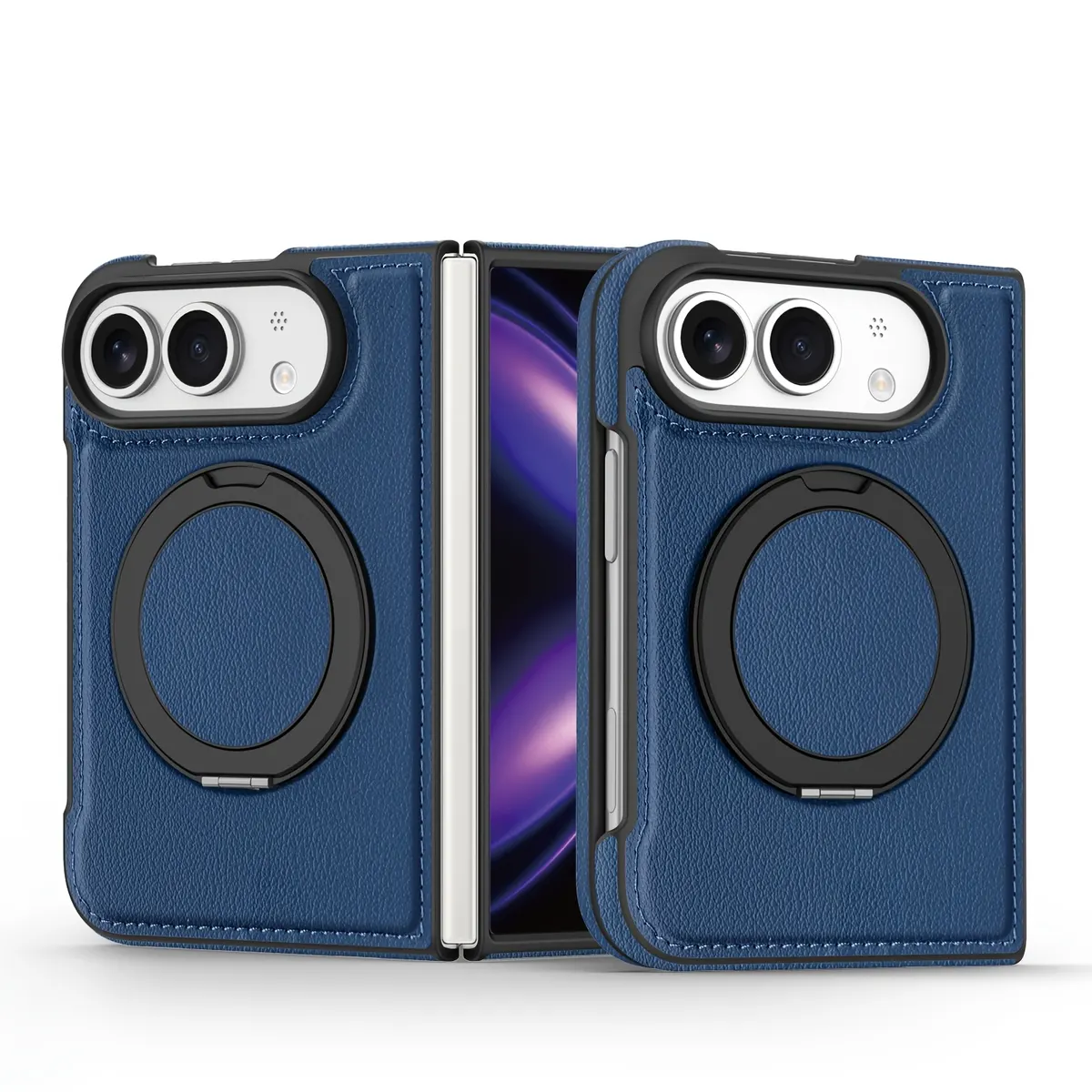 iPhone Fold Synthetic Leather Case with 360° Rotating Stand and Magnetic Ring - Vue 2