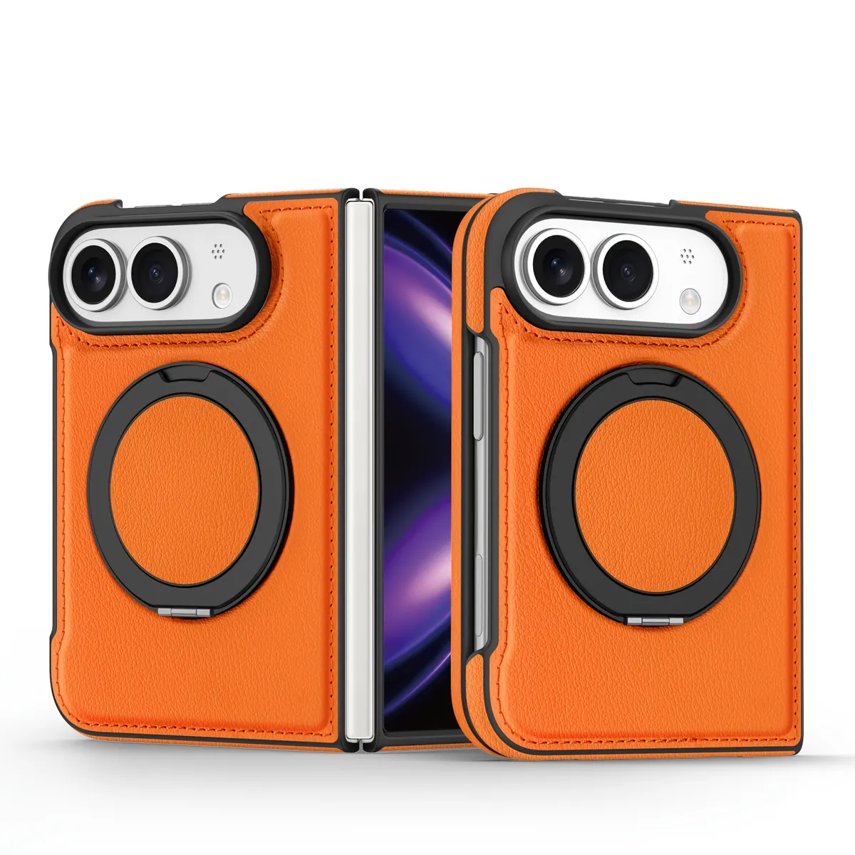 iPhone Fold Synthetic Leather Case with 360° Rotating Stand and Magnetic Ring - Vue 6