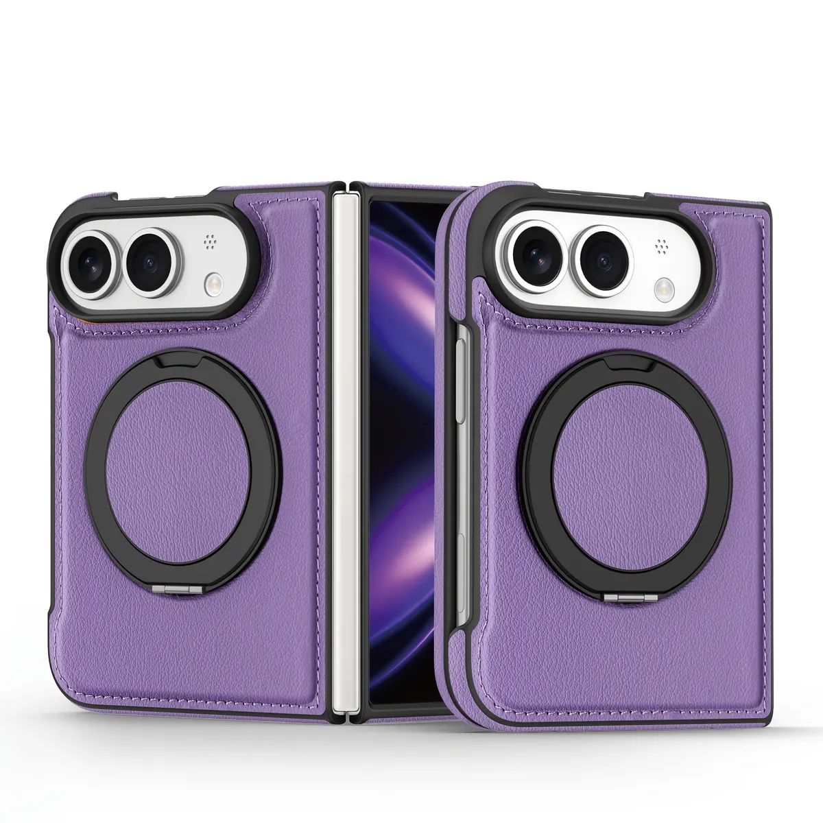 iPhone Fold Synthetic Leather Case with 360° Rotating Stand and Magnetic Ring - Vue 8