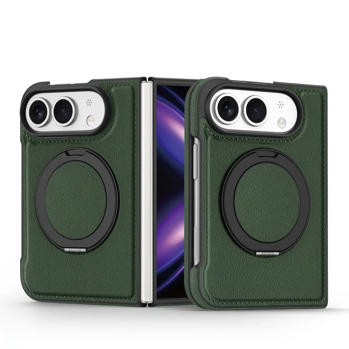 iPhone Fold Synthetic Leather Case with 360° Rotating Stand and Magnetic Ring - Vue 10