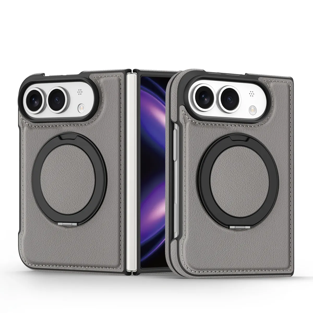 iPhone Fold Synthetic Leather Case with 360° Rotating Stand and Magnetic Ring - Vue 12