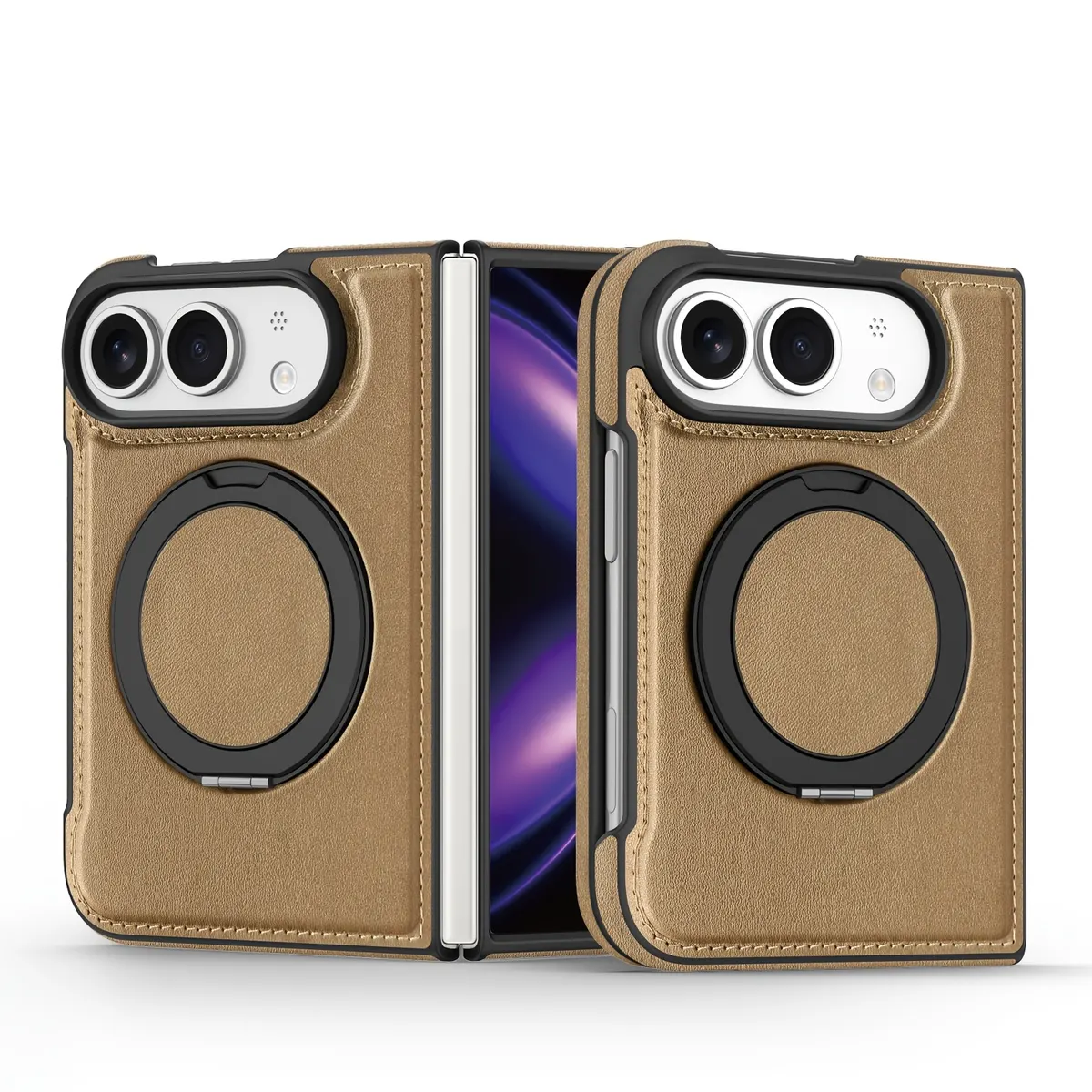 iPhone Fold Synthetic Leather Case with 360° Rotating Stand and Magnetic Ring - Vue 14