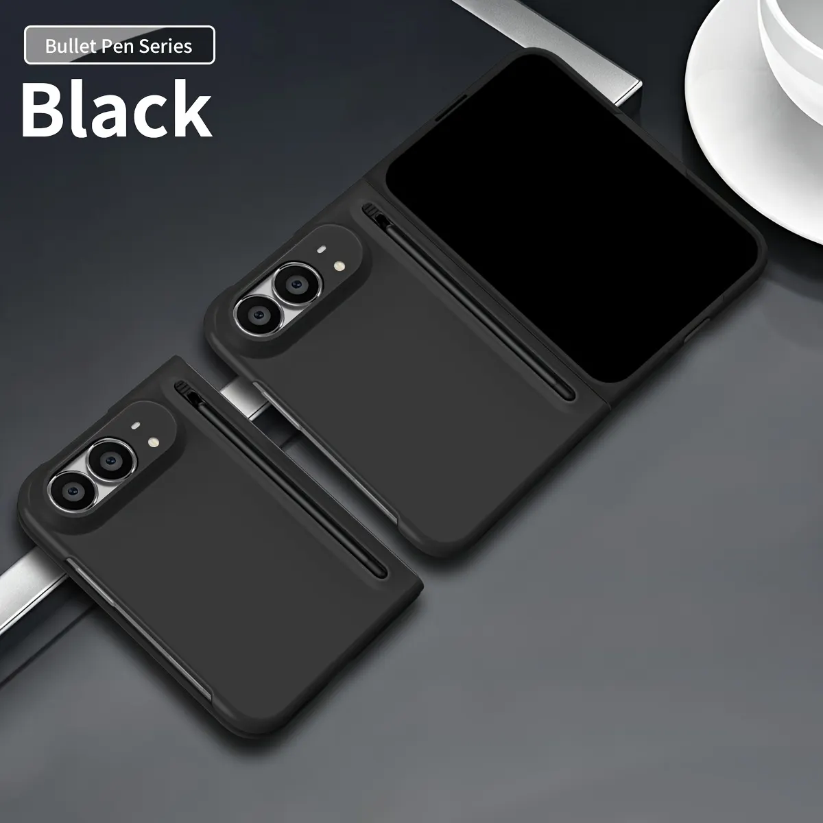 iPhone Fold Full-Cover Soft-Touch Case with Built-In Stylus Holder - Vue 3