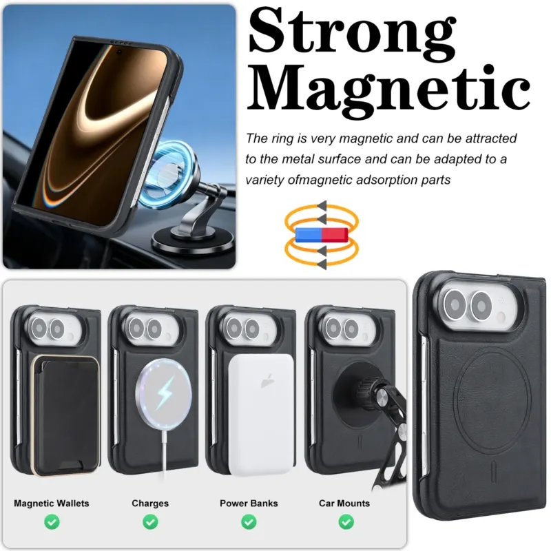 iPhone Fold Faux Leather Case with Magnetic Side Clasp - Vue 2