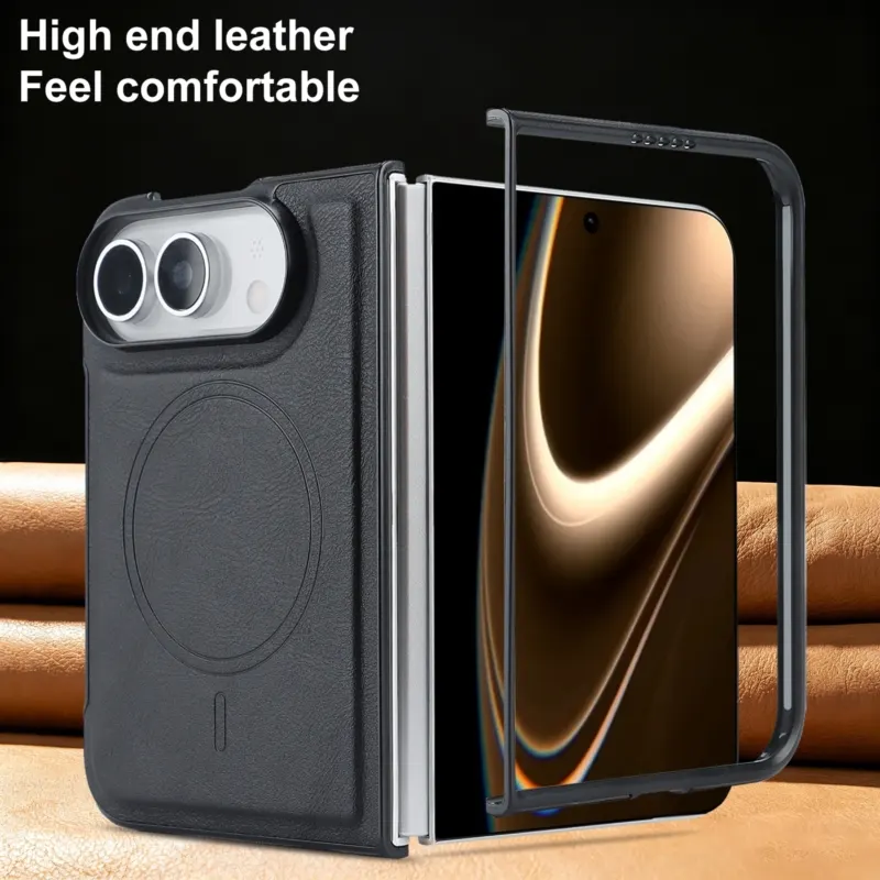 iPhone Fold Faux Leather Case with Magnetic Side Clasp - Vue 4