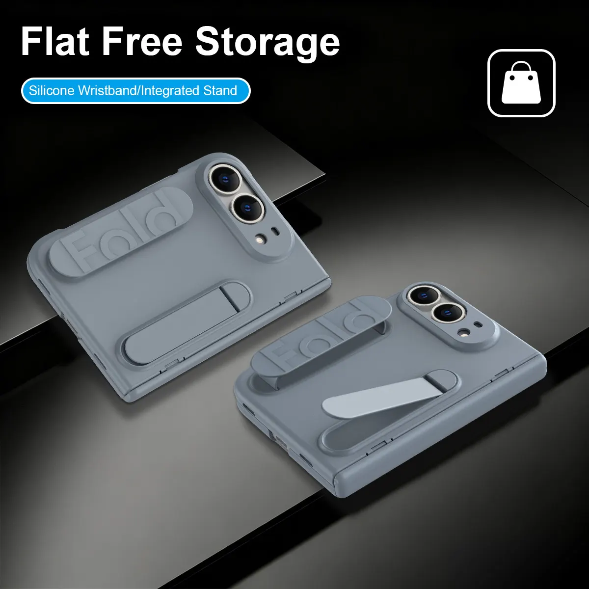 iPhone Fold Full-Cover Case with Hinge Guard, Kickstand and Strap - Vue 2
