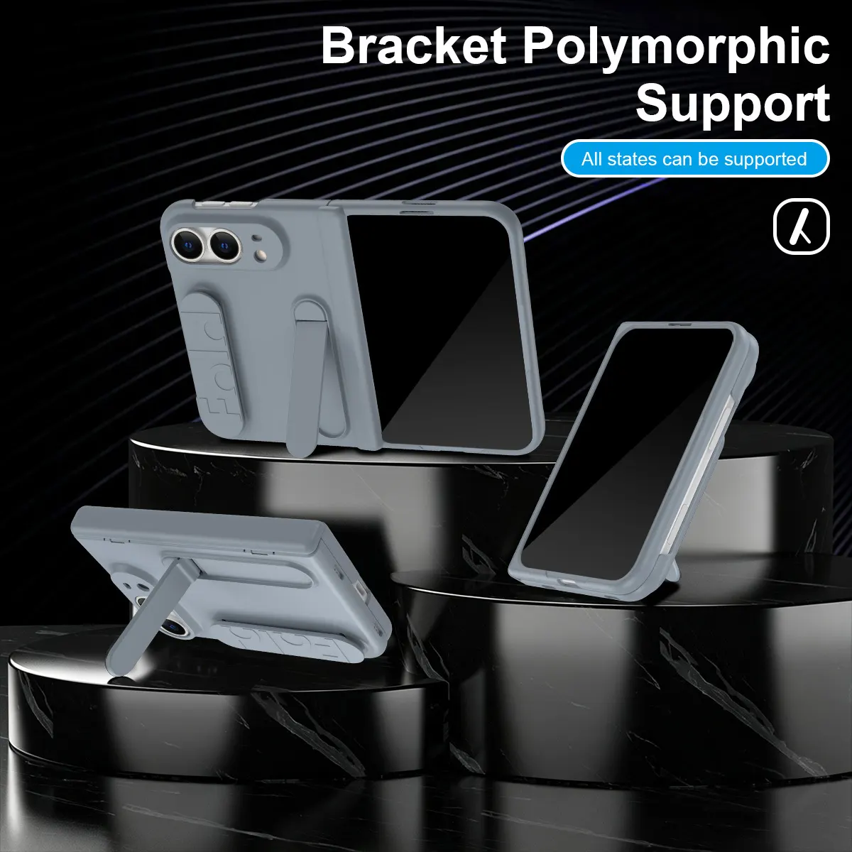 iPhone Fold Full-Cover Case with Hinge Guard, Kickstand and Strap - Vue 8